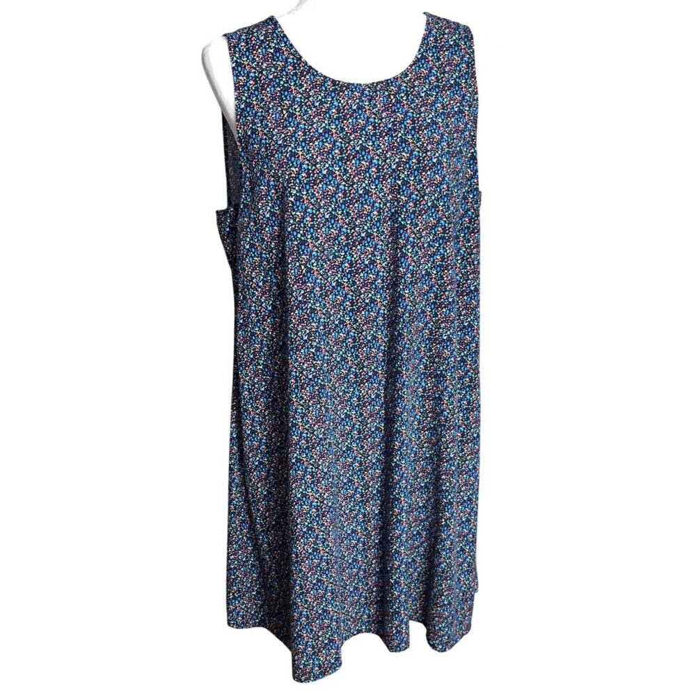 Gap Dress Black Print Rayon Swing Shift Jumper Pockets Midi Womens M/L